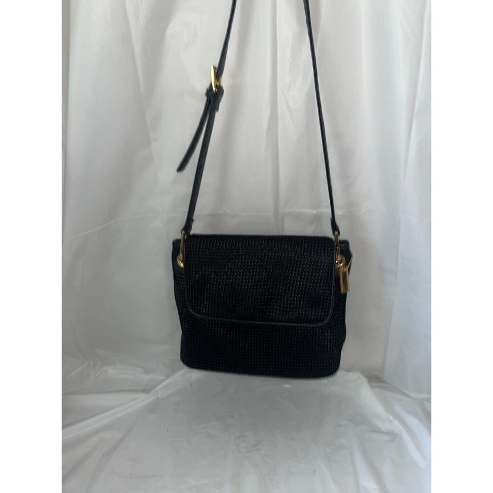 Jennifer Moore Woven NYLON Leather Purse Shoulder Bag Crossbody
